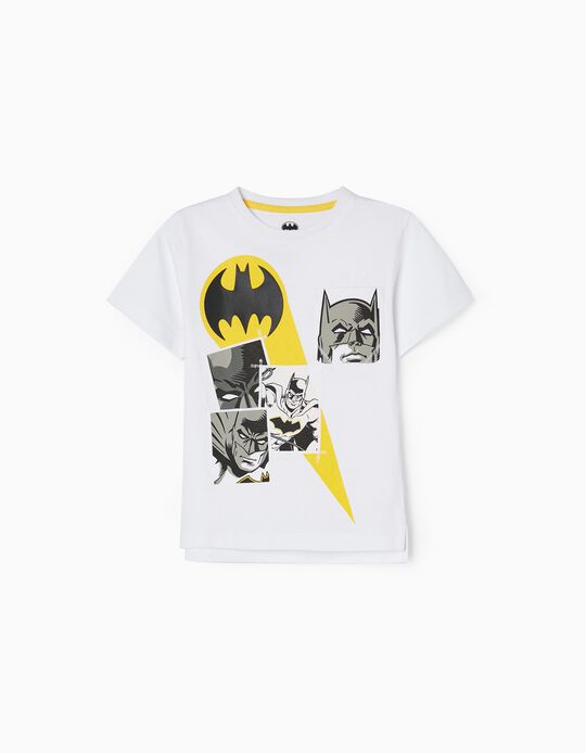 T-shirt de Algodão para Menino 'Dark Knight', Branco