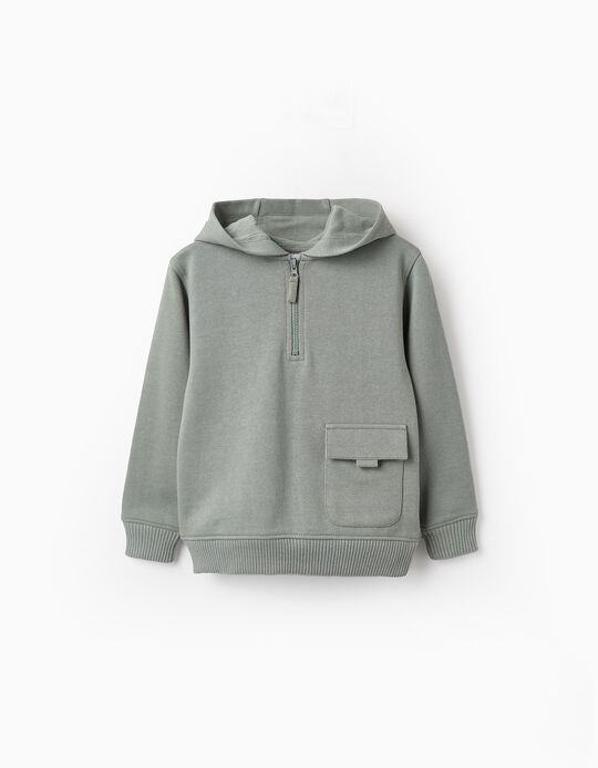 Comprar Online Sweat de Algodão com Capuz e Bolso para Menino, Verde