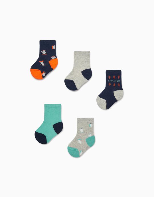 5-Pack Cotton Socks for Baby Boys 'Yeti', Multicoloured