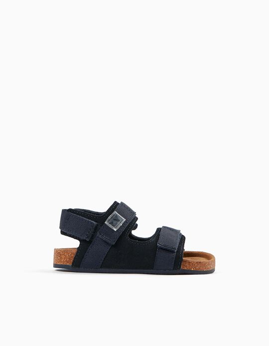 Leather Sandals for Baby Boys, Dark Blue