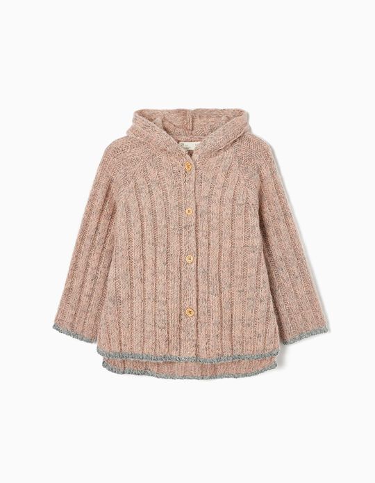 Chunky Cardigan with Lurex Threads for Girls, Pink