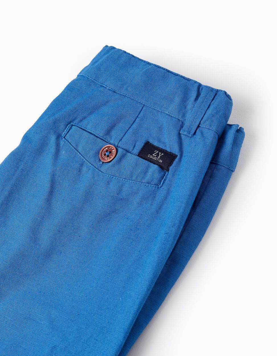 Buy Online Cotton and Linen Chino Shorts for Boys 'Long', Blue