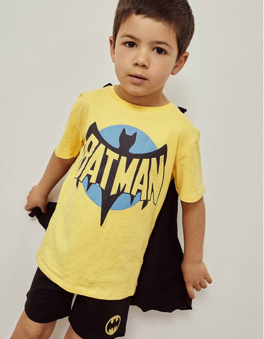 Pyjama avec Cape Amovible Garçon 'Batman', Jaune/Noir