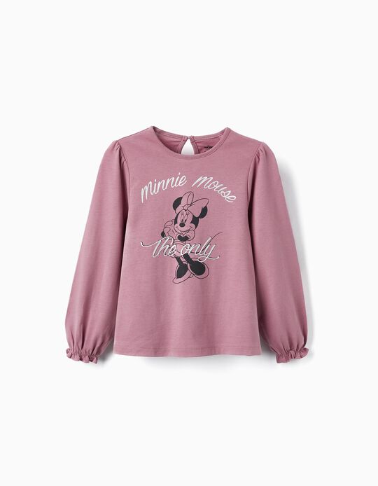 Comprar Online T-shirt de Manga Comprida em Algodão para Menina 'Minnie', Rosa