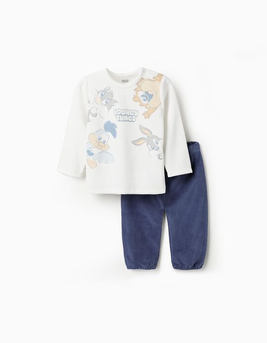 Comprar Online Pijama de Veludo para Bebé Menino 'Looney Tunes', Branco/Azul