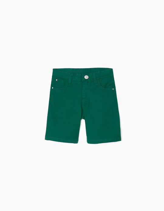 Twill Midi Shorts for Boys, Green