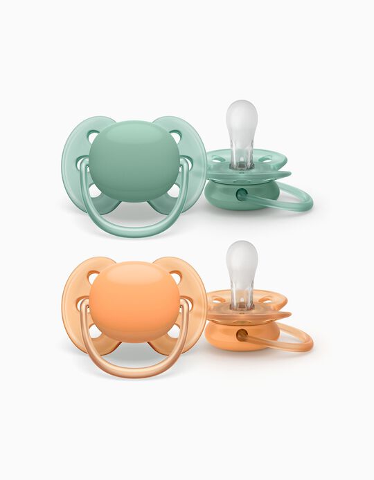 2 Chupetes Ultra Soft Silicona 0-6M Philips/Avent