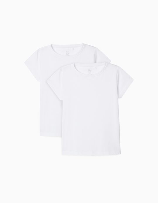 Buy Online 2 Plain T-Shirts for Girls, White