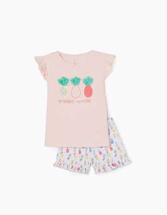 Pyjama Fille 'Pineapple', Rose/Blanc