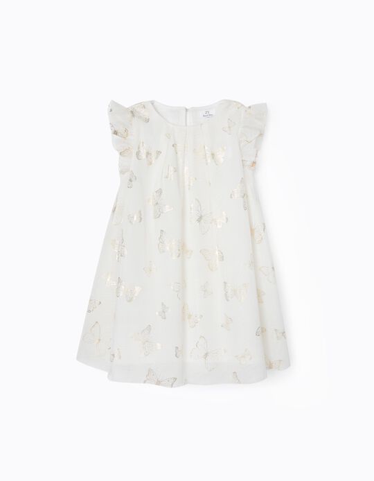 Tulle Dress for Girls 'Butterfly', White/Golden