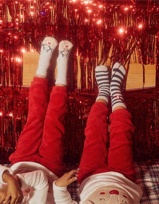 2-Pack Non-Slip Socks for Children 'Christmas', Grey