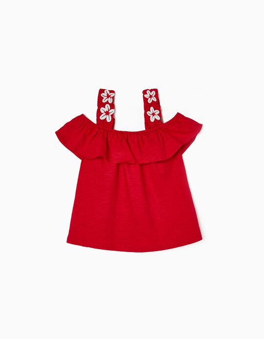 Strappy Top with Seashells for Girls, Red