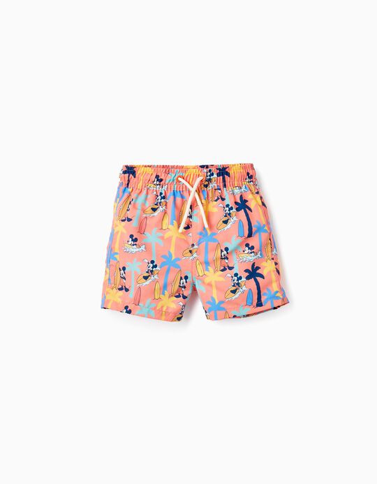 Shorts de Baño UPF 80 para Bebé Niño 'Mickey Surfista', Coral