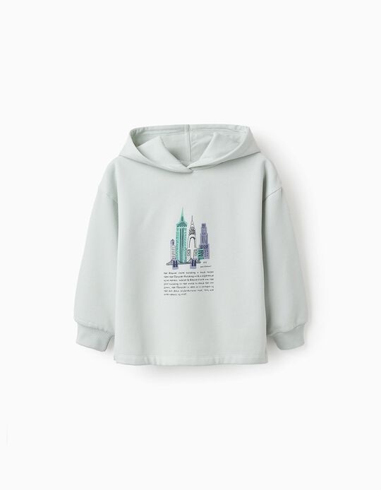 Comprar Online Sweat Cardada com Capuz para Menina 'Empire State Building', Verde Água