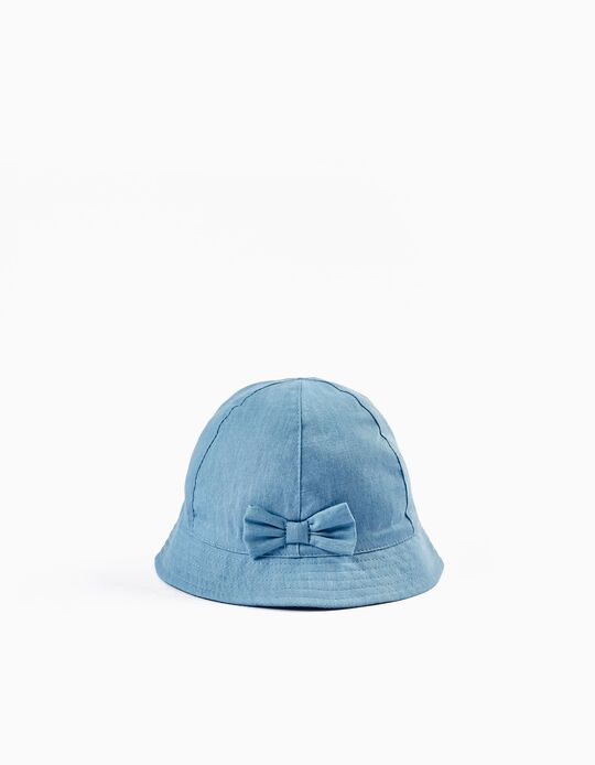 Twill Hat with Bow for Girls, Blue