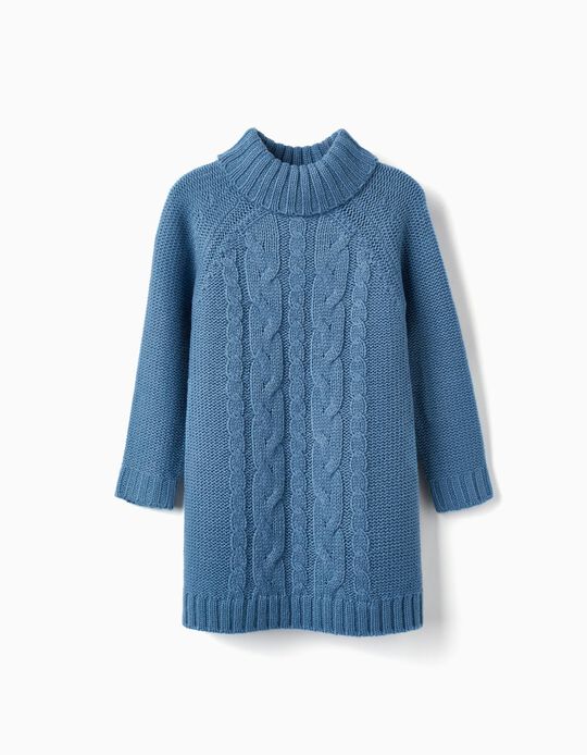Knitted Dress for Girls, Blue