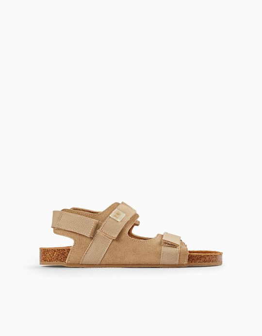 Leather Sandals for Boys, Beige