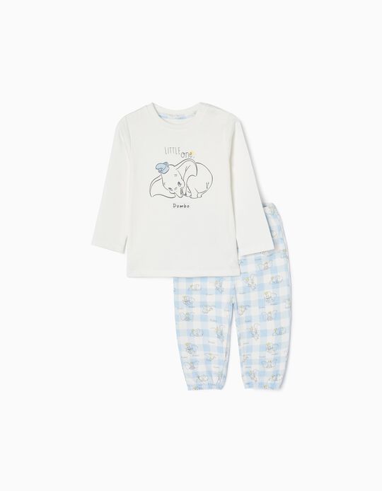 Cotton Pyjamas for Baby Boys 'Dumbo', White/Blue