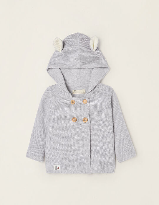 Cardigan with Jersey Lining for Newborn Babies, Grey