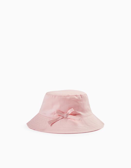 Twill Hat with Decorative Bow for Girls, Pink
