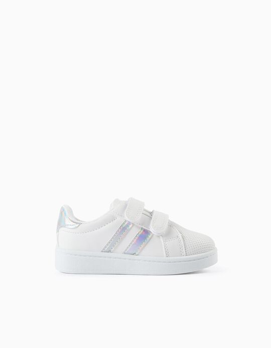 Buy Online Trainers with Stripes for Baby Girls, White/Iridescent