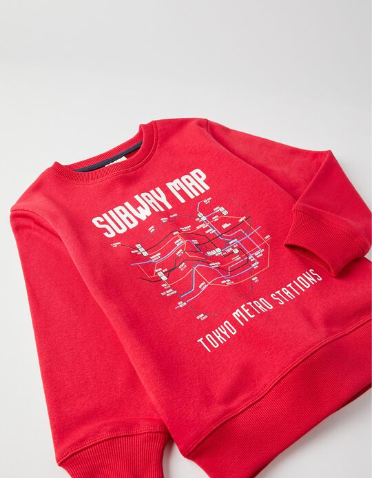 Sweatshirt for Boys 'Subway Map', Red