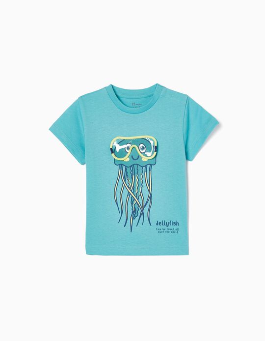 Camiseta de Algodón para Bebé Niño 'Medusa', Azul