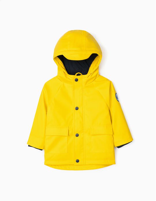 Rubber Hooded Parka for Baby Boys 'Good Day', Yellow