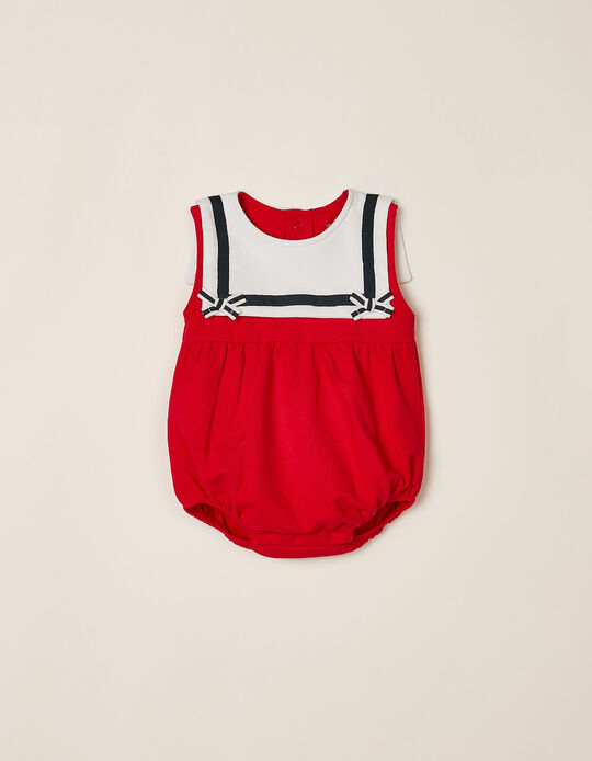 Jumpsuit for Newborn Baby Girls 'Nautic', Red/White