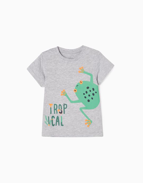 Cotton T-shirt for Baby Boys 'Frog', Grey