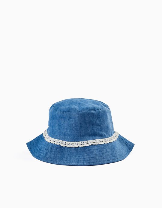 Hat with Lace for Girls, Blue