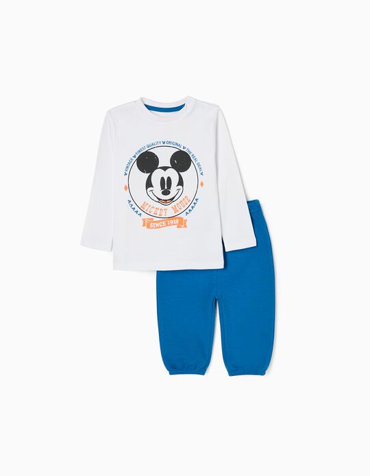 Pyjama en Coton Bébé Garçon 'Vintage Mickey', Bleu/Blanc