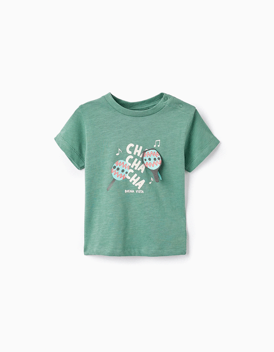 T-shirt de Algodão para Bebé Menino 'Maracas', Verde