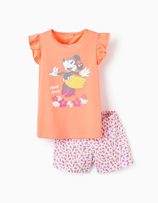 Pijama de Algodón para Niña 'Minnie', Naranja/Blanco
