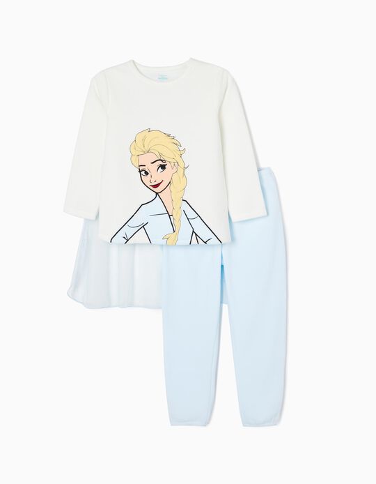 Pijama Polar com Capa Amovível para Menina 'Elsa', Branco/Azul Claro