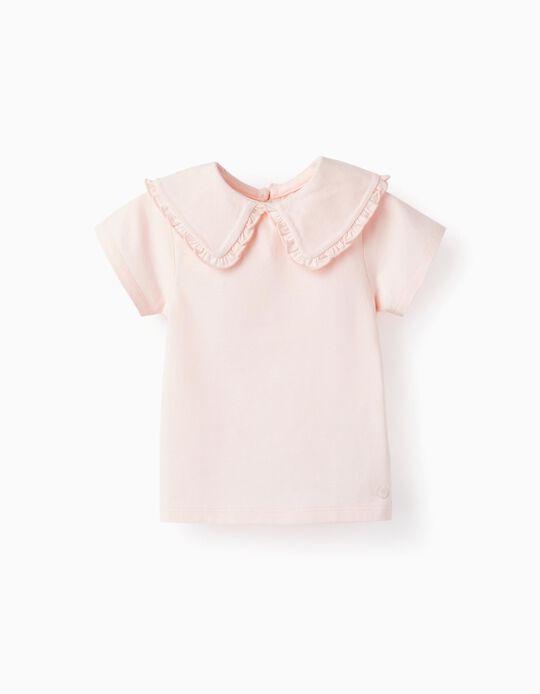 T-shirt com Folhos para Bebé Menina, Rosa
