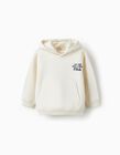 Fleece Hooded Sweatshirt for Baby Boy 'Skate', White
