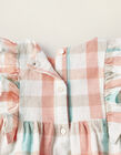 Buy Online Plaid Cotton Jumpsuit for Newborn Girls 'B&S', Coral/Green Water