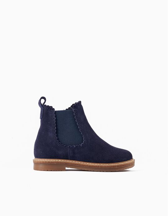 Suede Chelsea Boots for Baby Girls, Dark Blue