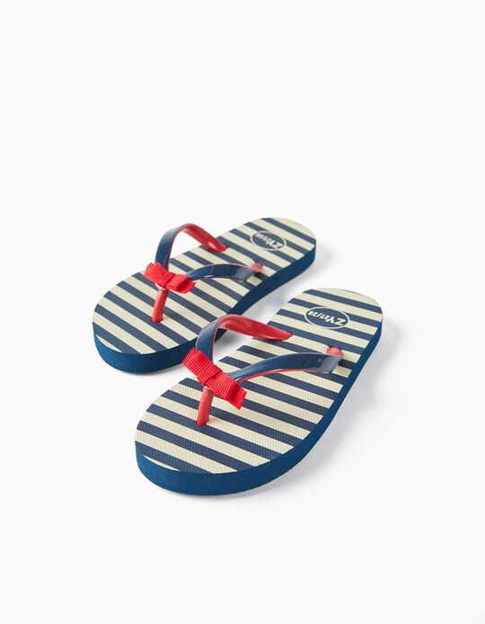 Flip-Flops for Girls 'Stripes', Blue/White
