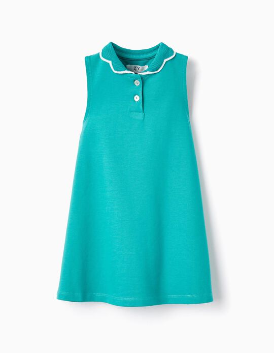 Dress in Cotton Piqué for Baby Girls, Green