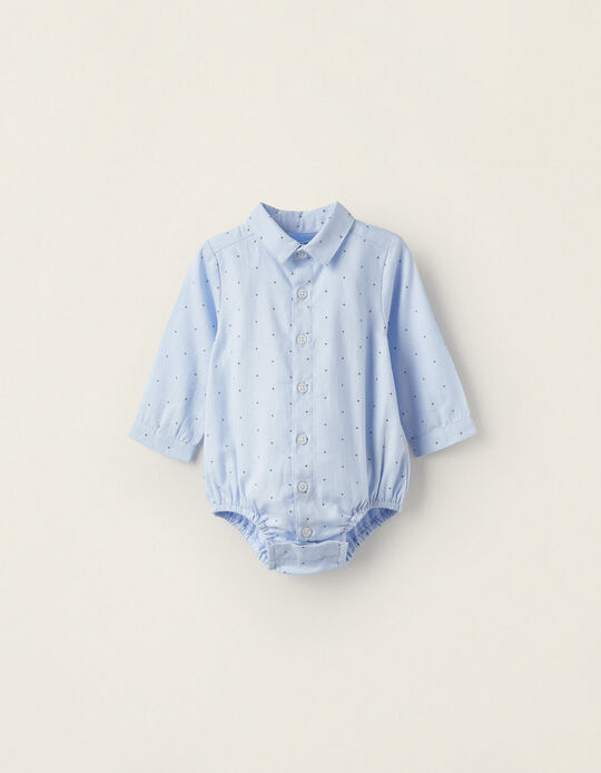 Body-Camisa de Algodón para Recién Nacido, Azul Claro