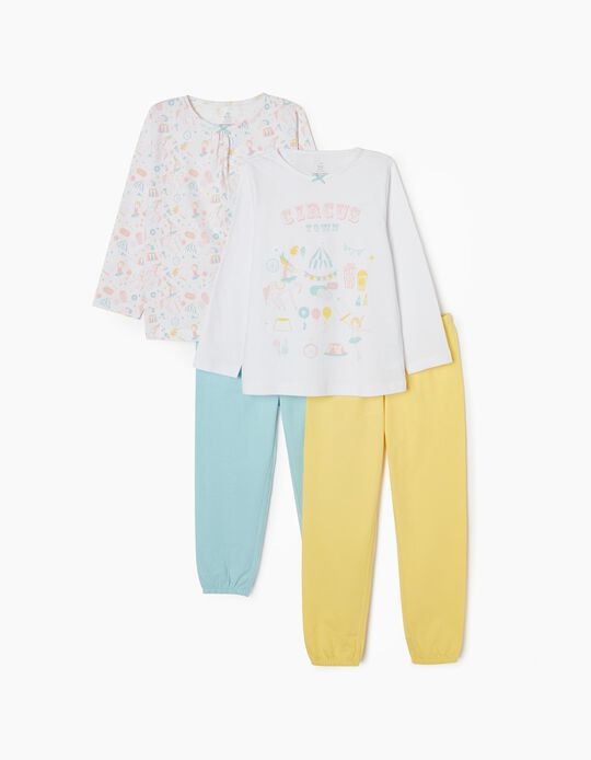 2 Cotton Pyjamas for Girls 'Circus', Multicoloured