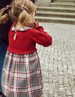Vestido Combinado com Xadrez para Bebé Menina 'B&S', Vermelho/Cinza