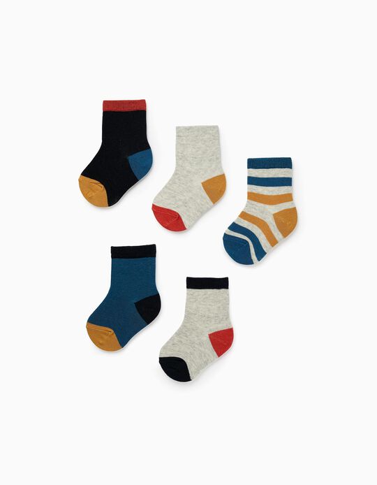 Buy Online Pack of 5 Pairs of Socks for Baby Boys, multicolour.