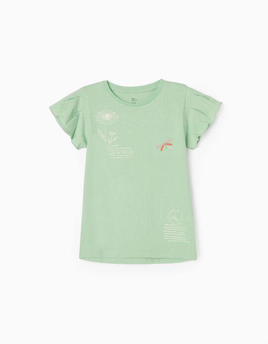T-shirt de Algodão para Menina 'Borboleta', Verde