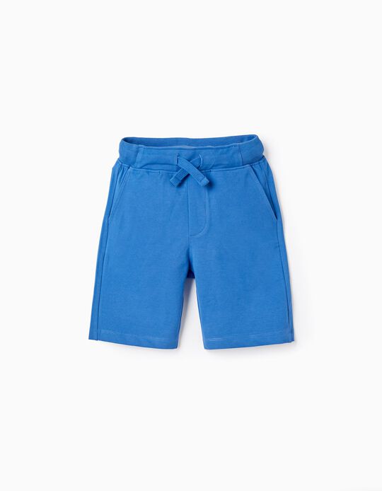 Cotton Piqué Shorts for Boys, Blue