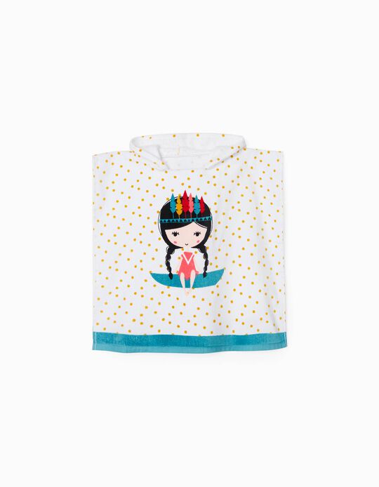 Comprar Online Poncho de Banho com Capuz para Bebé Menina 'Tribe Girl', Branco