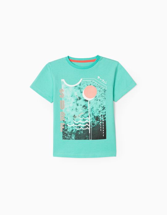 T-Shirt for Boys 'Surf', Aqua Green
