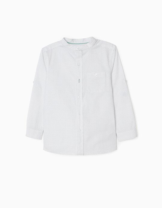 Shirt with Mandarin Collar for Boys, White
